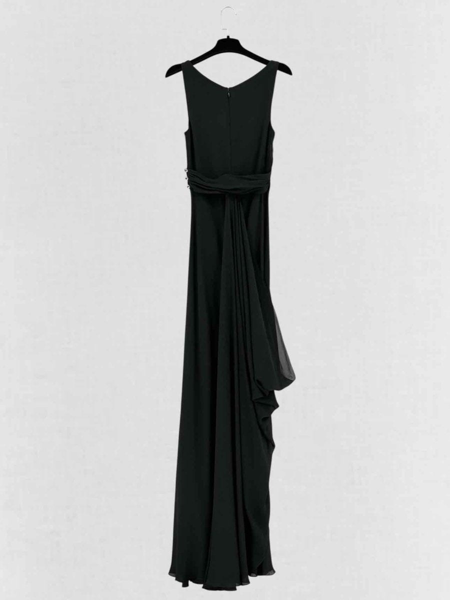 Pre - loved C'EST MOI Black Ruched Size Small Long Dress at Reems Closet