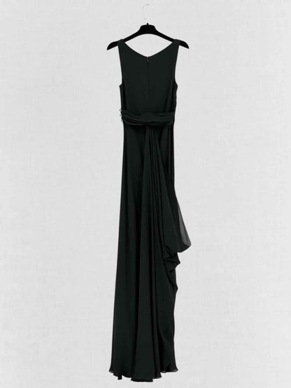 Pre - loved C'EST MOI Black Ruched Size Small Long Dress at Reems Closet