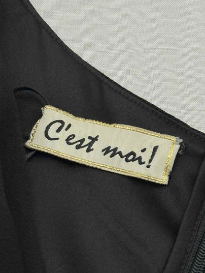 Pre - loved C'EST MOI Black Ruched Size Small Long Dress at Reems Closet
