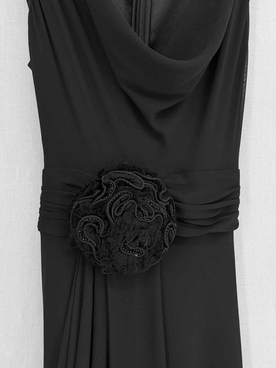Pre - loved C'EST MOI Black Ruched Size Small Long Dress at Reems Closet