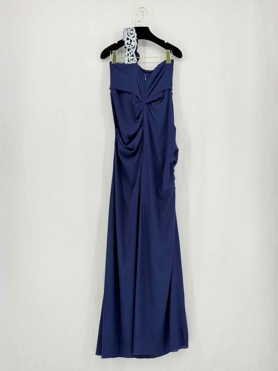 Pre - loved C'EST MOI Navy Blue Ruched Size XSmall Long Dress at Reems Closet