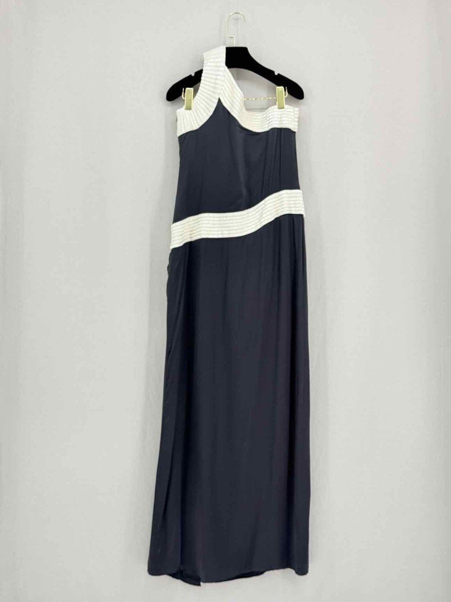 Pre - loved C'EST MOI Navy Blue w/ White Size Medium Long Dress at Reems Closet