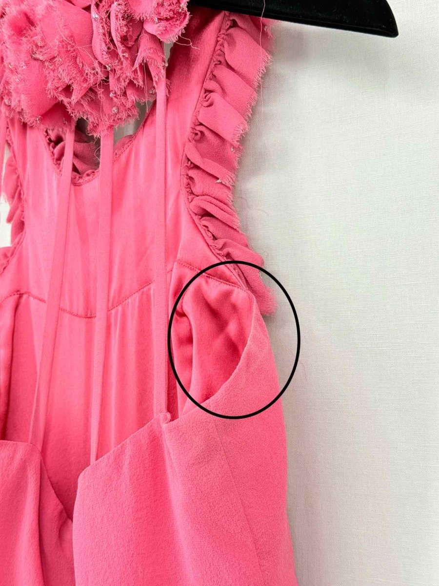 Pre - loved C'EST MOI Pink Ruched Size Medium Long Dress at Reems Closet
