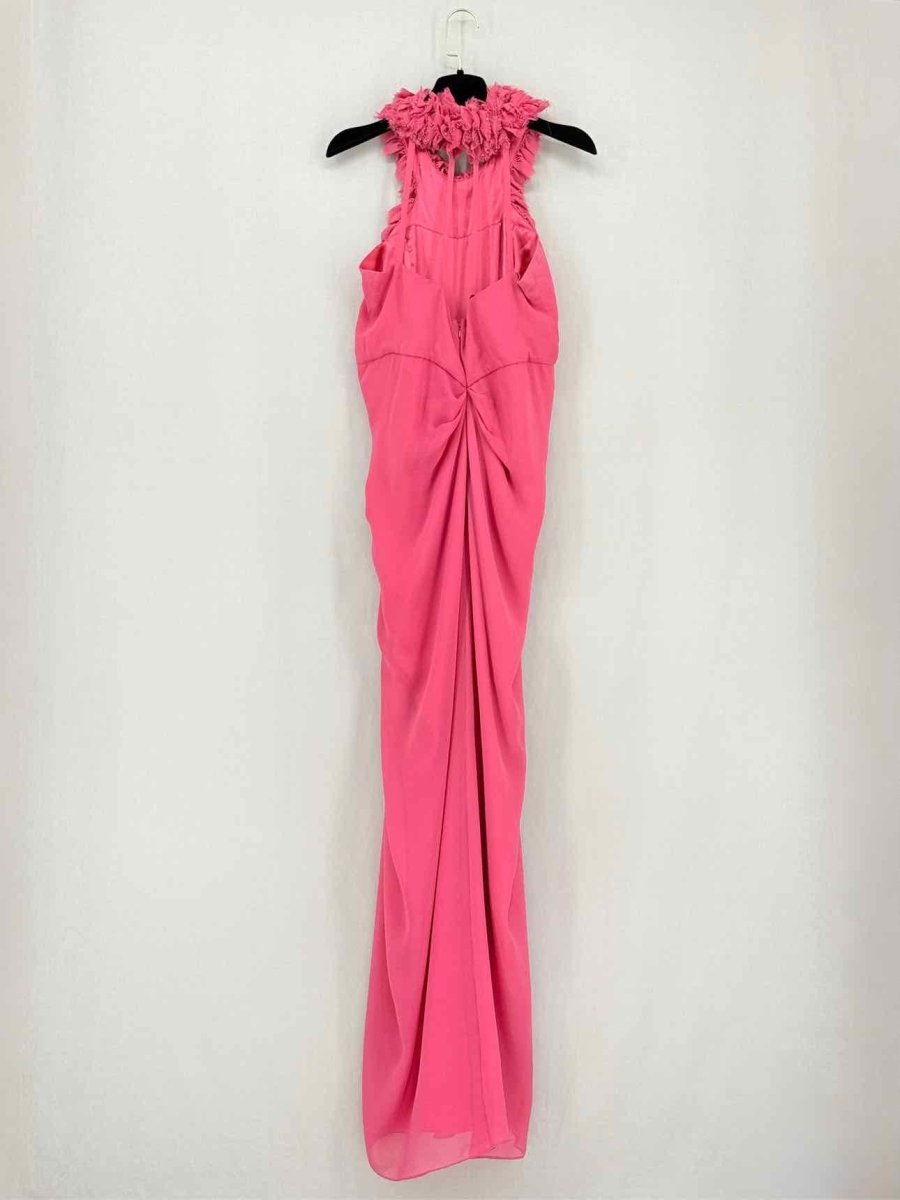 Pre - loved C'EST MOI Pink Ruched Size Medium Long Dress at Reems Closet