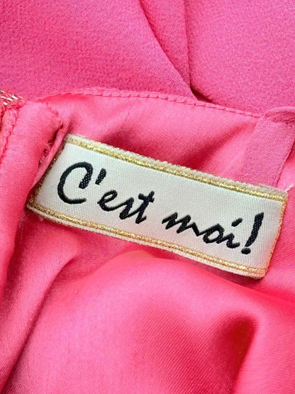 Pre - loved C'EST MOI Pink Ruched Size Medium Long Dress at Reems Closet