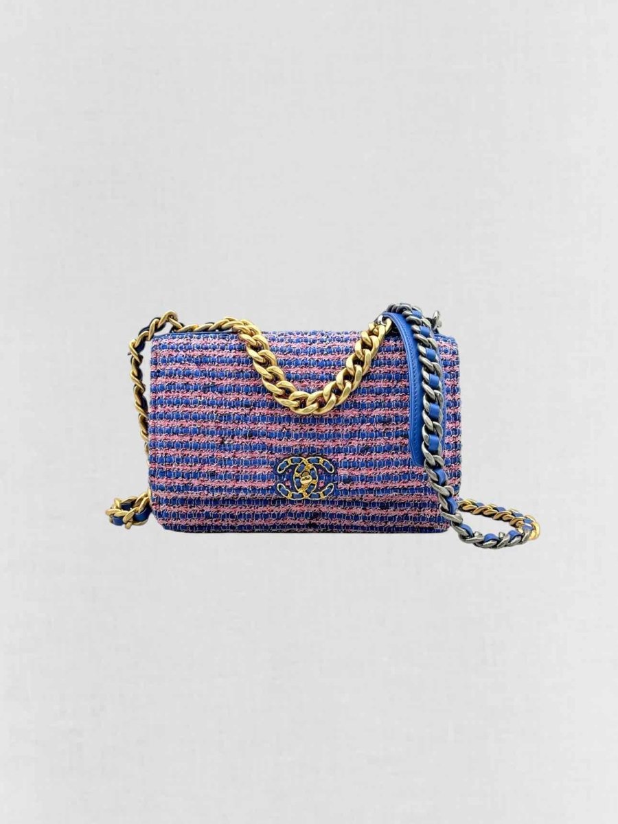 Pre - loved CHANEL 19 Blue & Pink Crossbody at Reems Closet