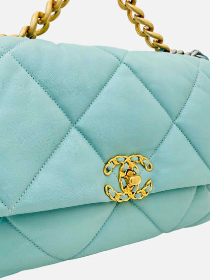 Pre - loved CHANEL 19 Flap Blue Quilted Shoulder Bag at Reems Closet