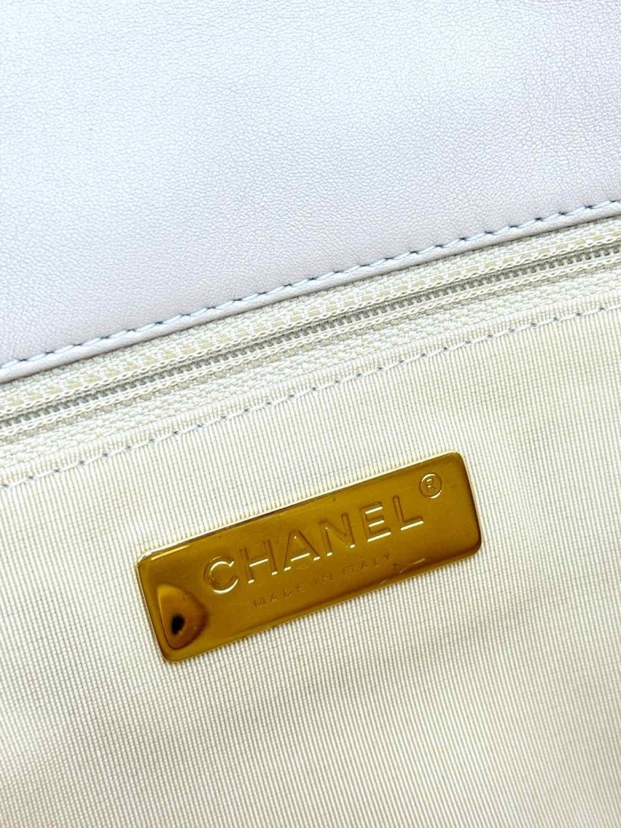 Pre - loved CHANEL 19 Flap Cream Quilted Shoulder Bag at Reems Closet