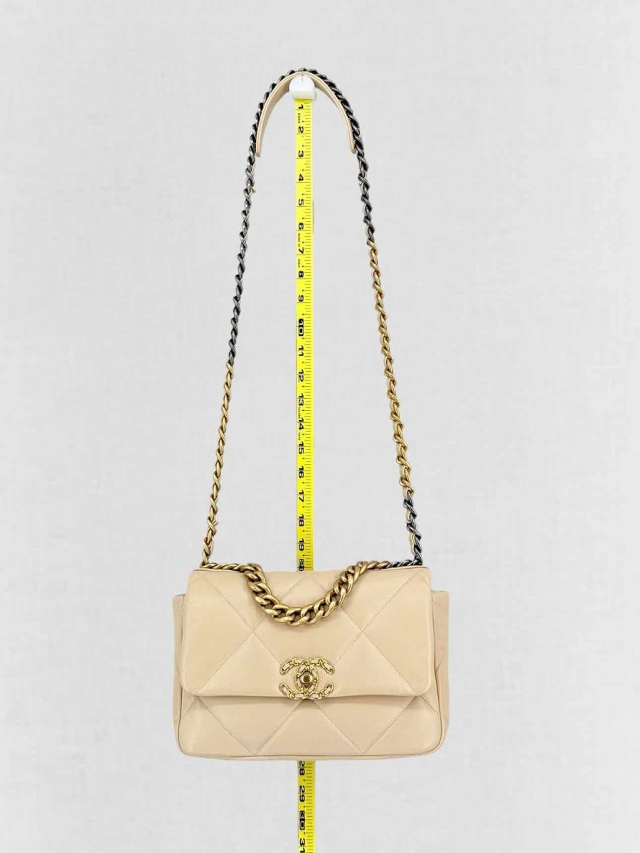 Pre - loved CHANEL 19 Flap Cream Quilted Shoulder Bag at Reems Closet