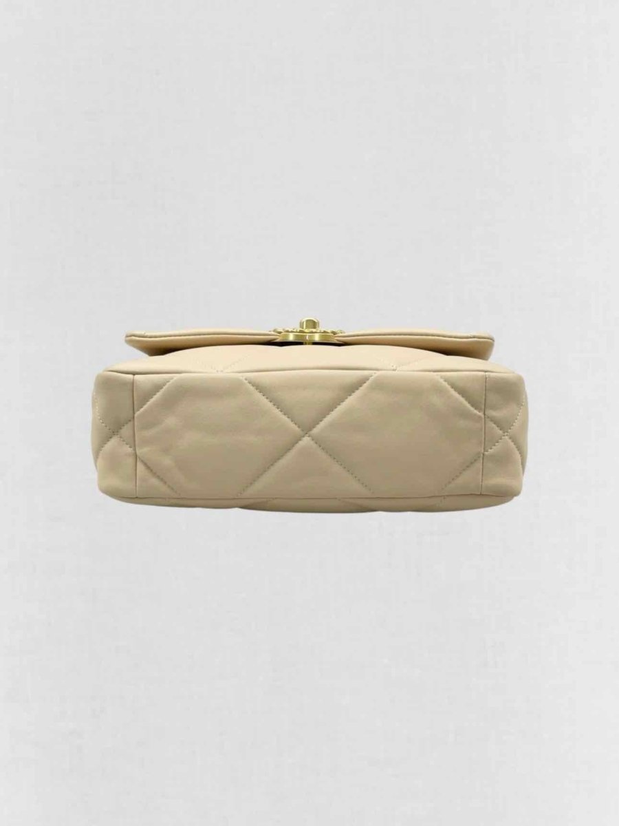 Pre - loved CHANEL 19 Flap Cream Quilted Shoulder Bag at Reems Closet