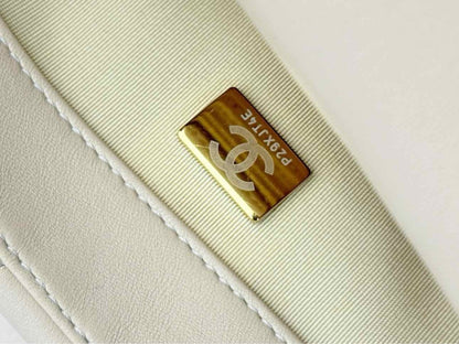 Pre - loved CHANEL 19 Flap Cream Quilted Shoulder Bag at Reems Closet