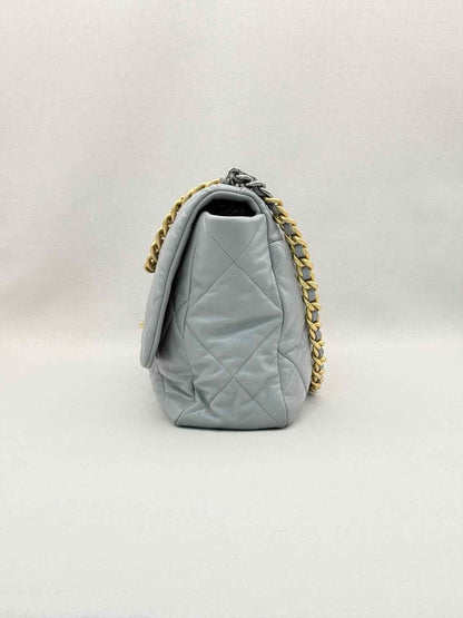 Pre-loved CHANEL 19 Flap Grey Quilted Shoulder Bag at Reems Closet