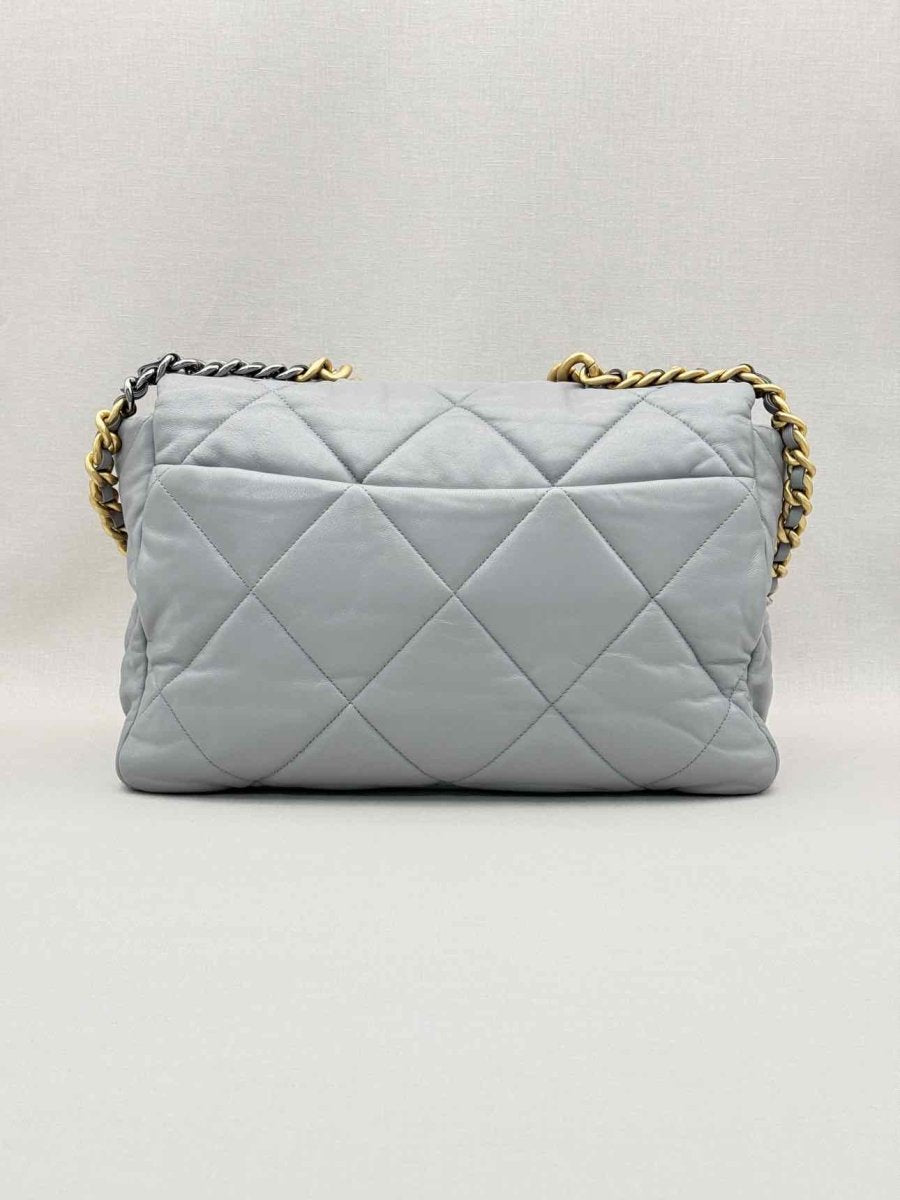 Pre-loved CHANEL 19 Flap Grey Quilted Shoulder Bag at Reems Closet