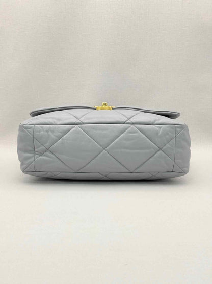 Pre-loved CHANEL 19 Flap Grey Quilted Shoulder Bag at Reems Closet
