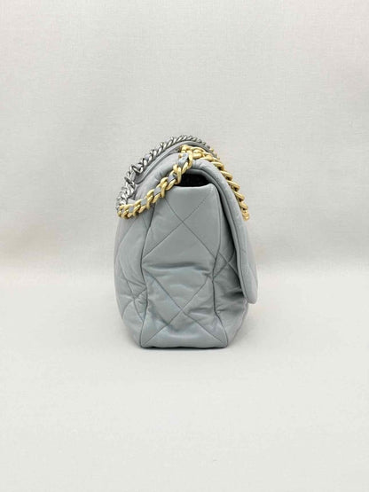 Pre-loved CHANEL 19 Flap Grey Quilted Shoulder Bag at Reems Closet