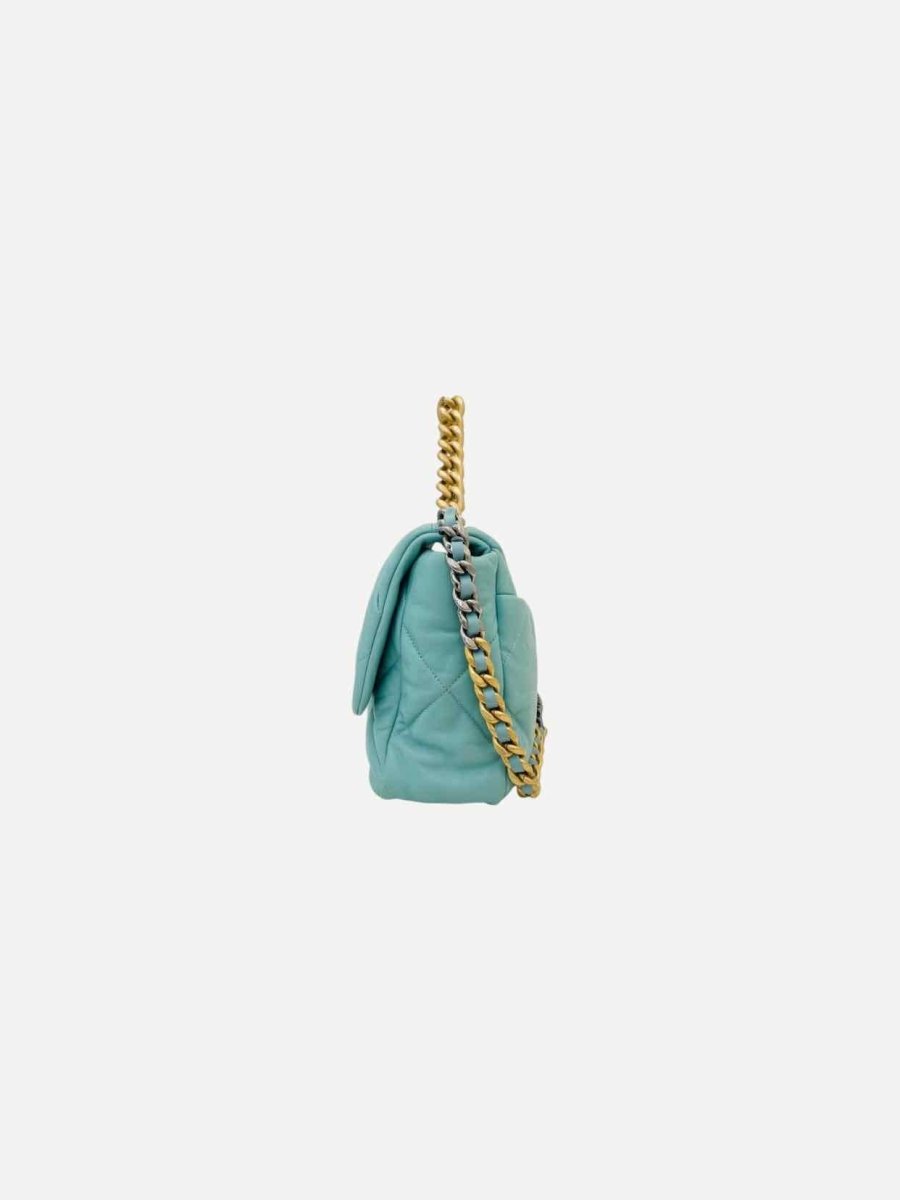 Pre - loved CHANEL 19 Flap Turquoise Quilted Shoulder Bag at Reems Closet