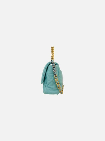 Pre - loved CHANEL 19 Flap Turquoise Quilted Shoulder Bag at Reems Closet