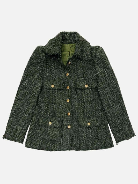 Pre-loved CHANEL 2008 Olive Green Jacket from Reems Closet