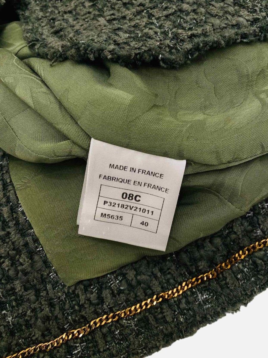 Pre-loved CHANEL 2008 Olive Green Jacket from Reems Closet
