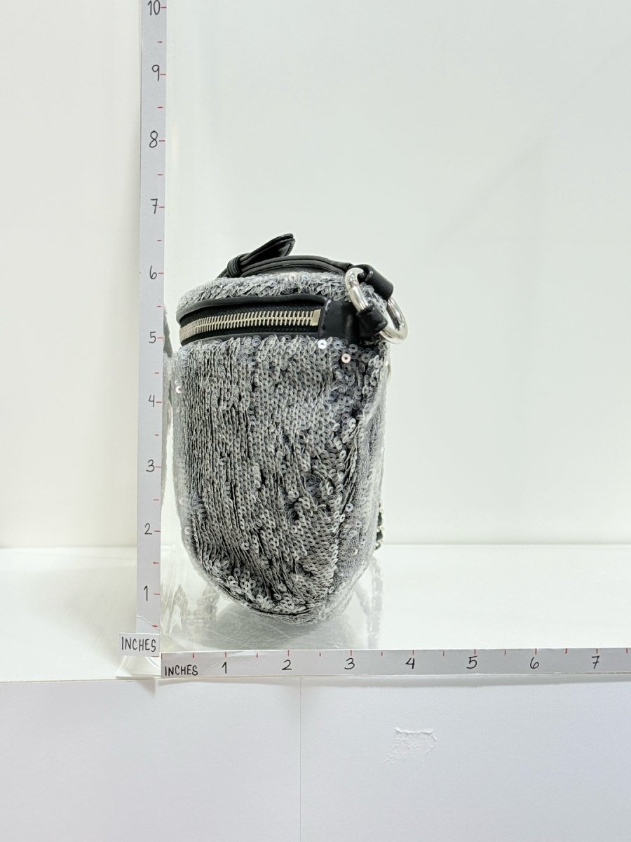 Pre - loved CHANEL 2018 Silver Belt Bag at Reems Closet