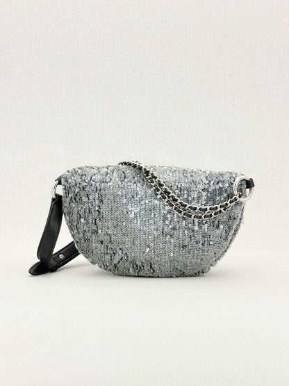 Pre - loved CHANEL 2018 Silver Belt Bag at Reems Closet