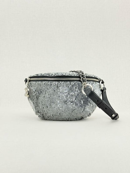 Pre - loved CHANEL 2018 Silver Belt Bag at Reems Closet