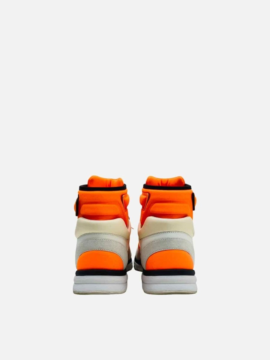 Pre - loved CHANEL 2018 White & Orange Sneakers 37 at Reems Closet