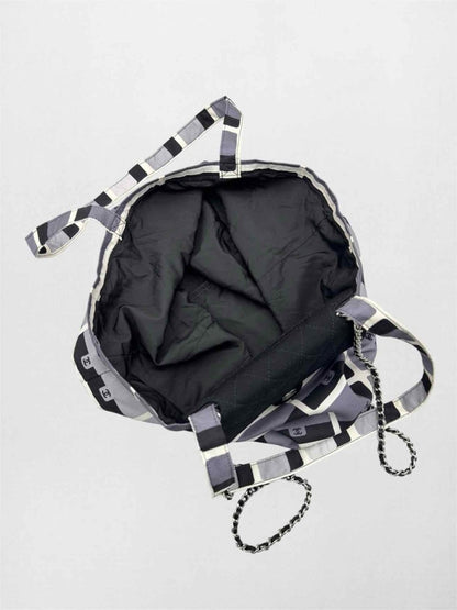 Pre-loved CHANEL 2021 Grey & Black Graphic Print Tote Bag at Reems Closet
