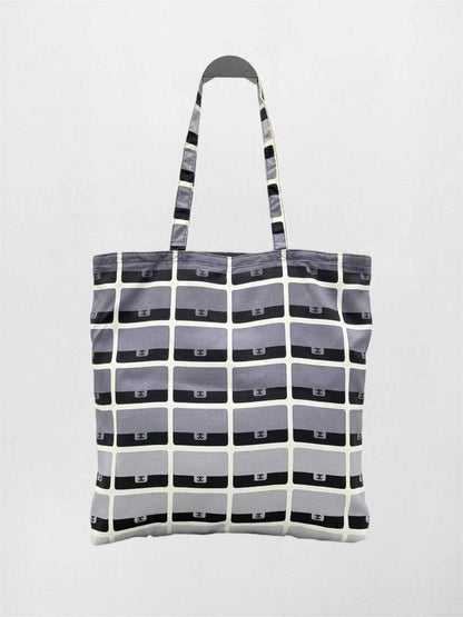 Pre-loved CHANEL 2021 Grey & Black Graphic Print Tote Bag at Reems Closet