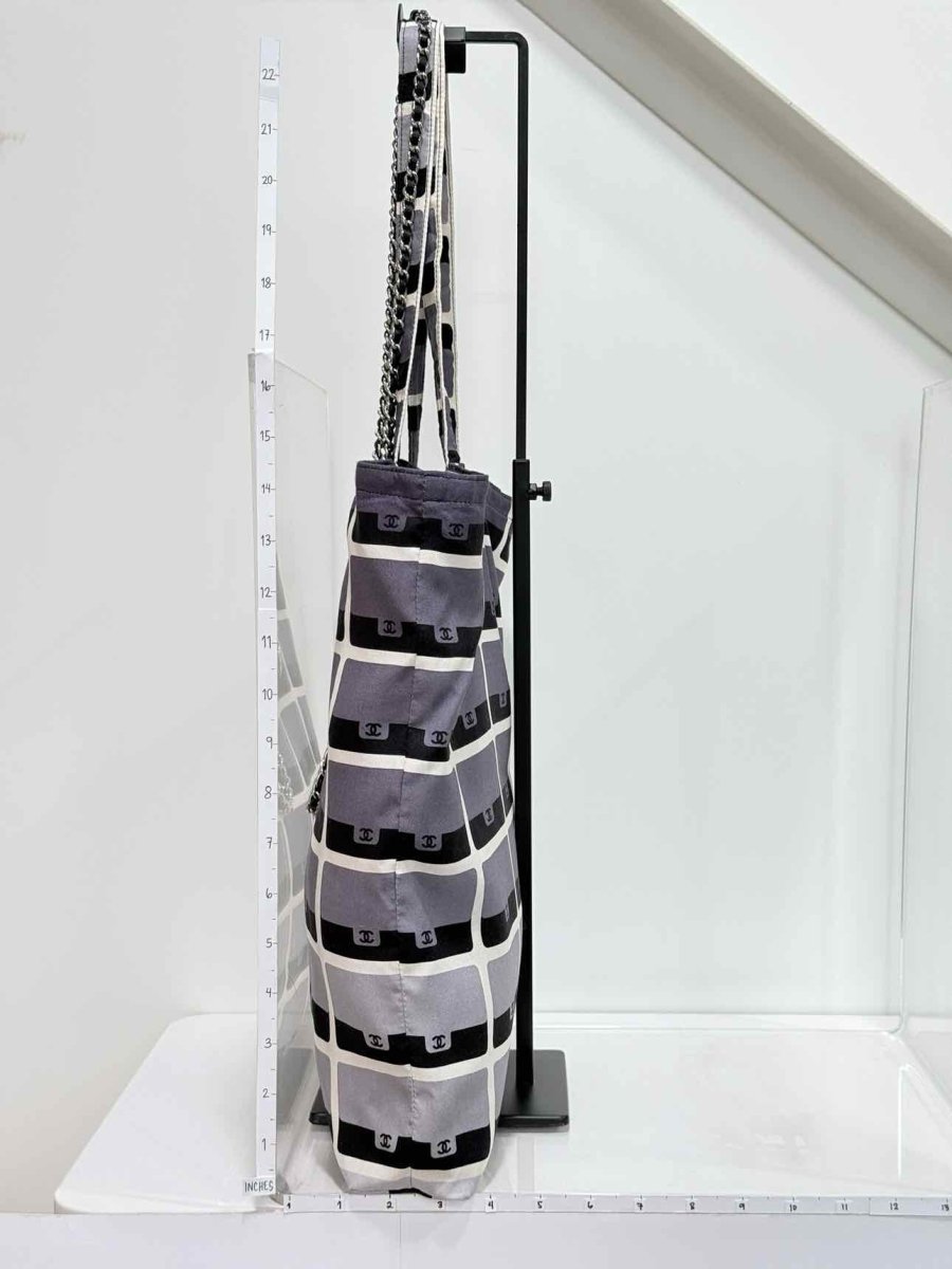 Pre-loved CHANEL 2021 Grey & Black Graphic Print Tote Bag at Reems Closet