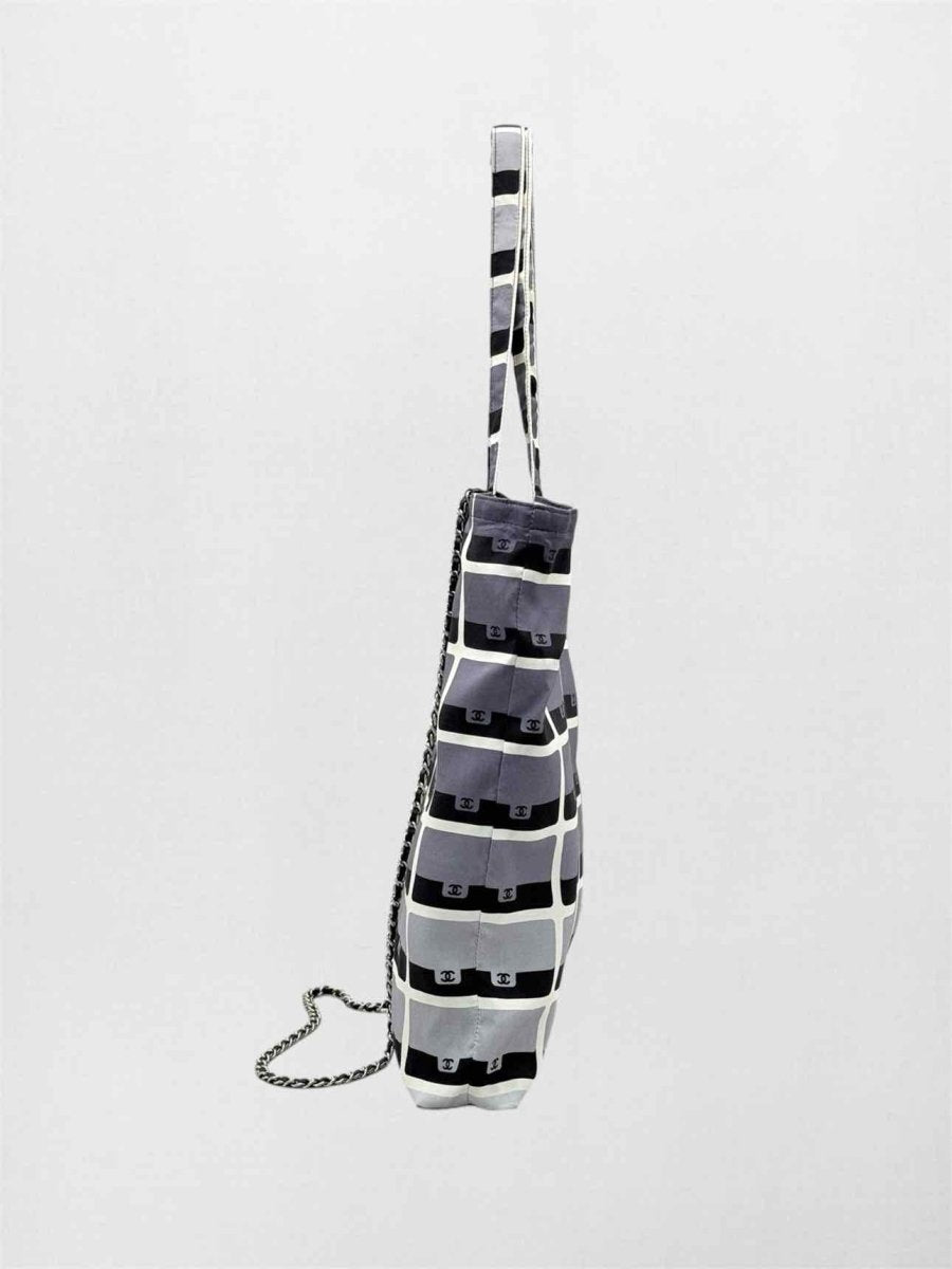 Pre-loved CHANEL 2021 Grey & Black Graphic Print Tote Bag at Reems Closet