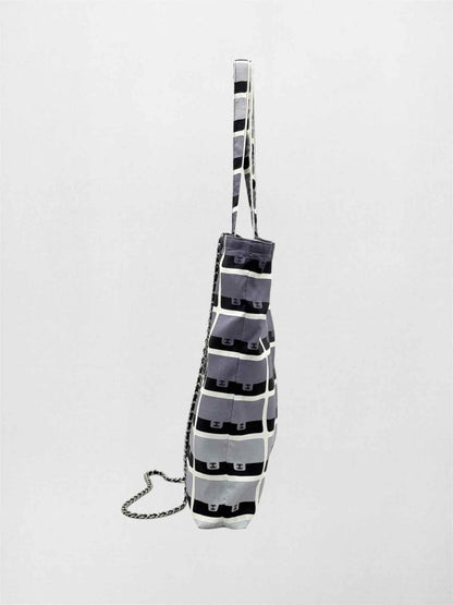 Pre-loved CHANEL 2021 Grey & Black Graphic Print Tote Bag at Reems Closet