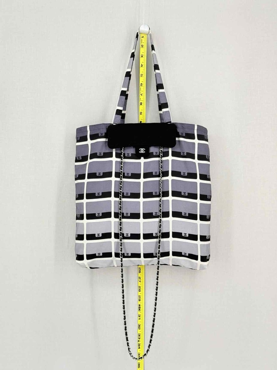 Pre-loved CHANEL 2021 Grey & Black Graphic Print Tote Bag at Reems Closet