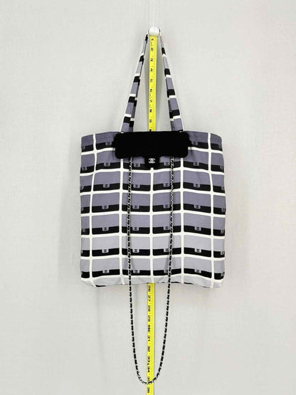 Pre-loved CHANEL 2021 Grey & Black Graphic Print Tote Bag at Reems Closet