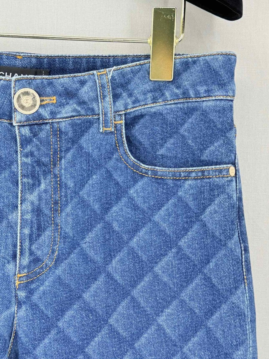 Pre - loved CHANEL 2022 Straight Leg Blue Quilted Size US 8 Jeans at Reems Closet