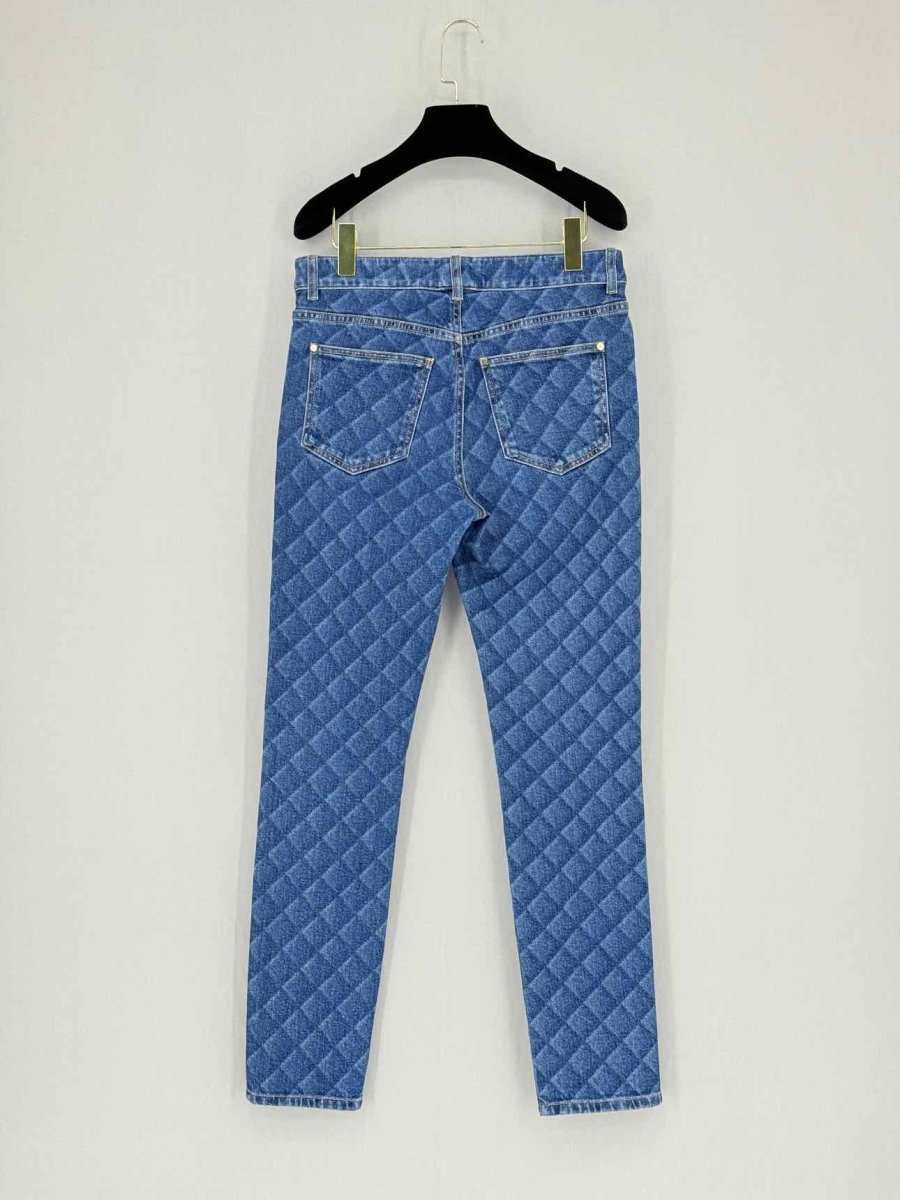 Pre - loved CHANEL 2022 Straight Leg Blue Quilted Size US 8 Jeans at Reems Closet
