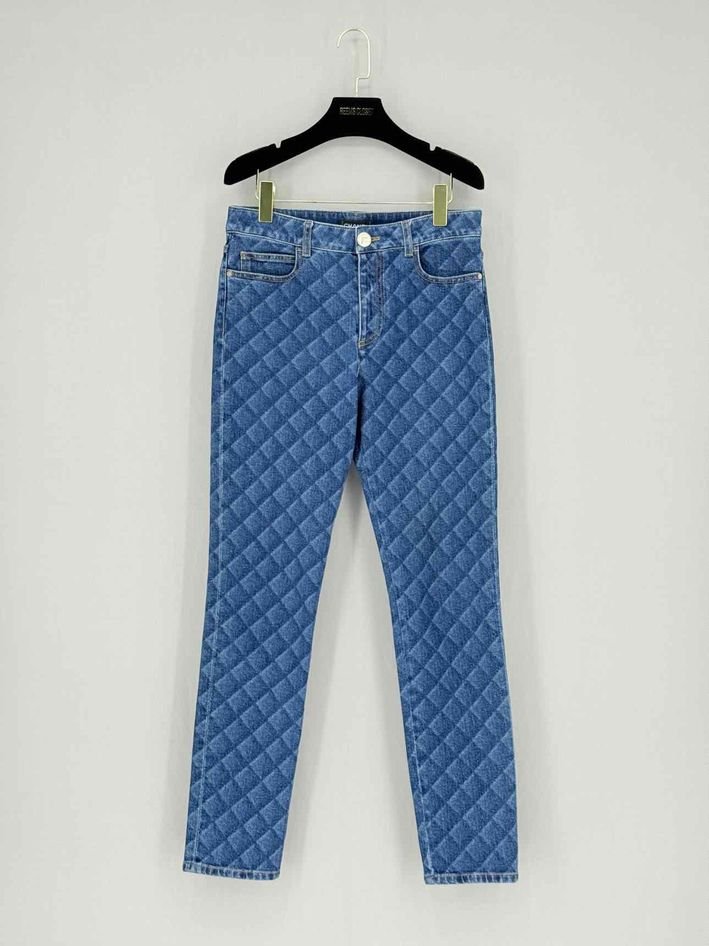 Pre - loved CHANEL 2022 Straight Leg Blue Quilted Size US 8 Jeans at Reems Closet