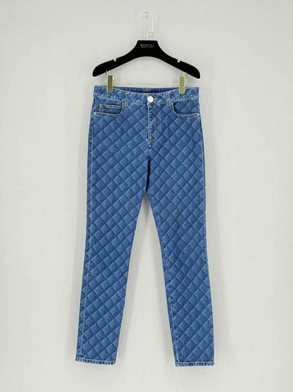 Pre - loved CHANEL 2022 Straight Leg Blue Quilted Size US 8 Jeans at Reems Closet