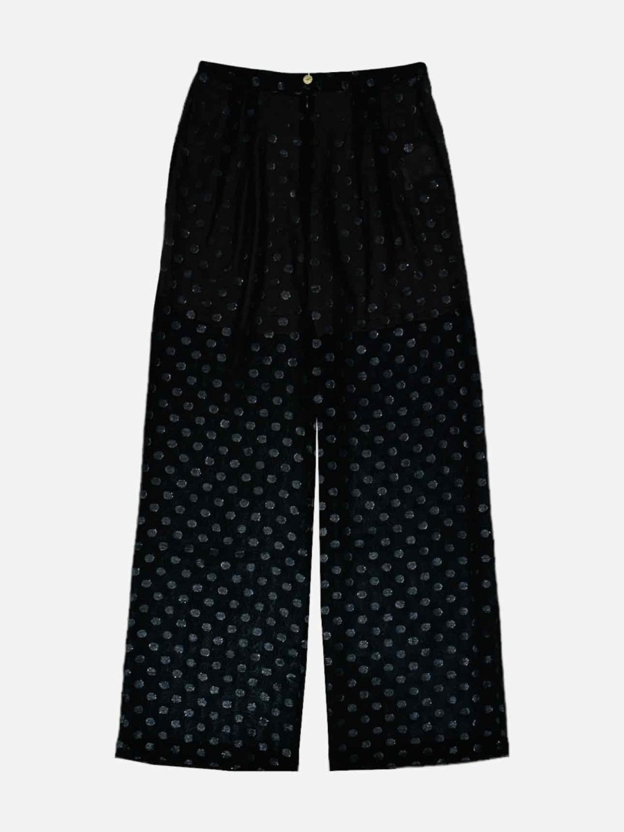 Pre - loved CHANEL 2023 Black Polka Dot Top & Pants Outfit at Reems Closet