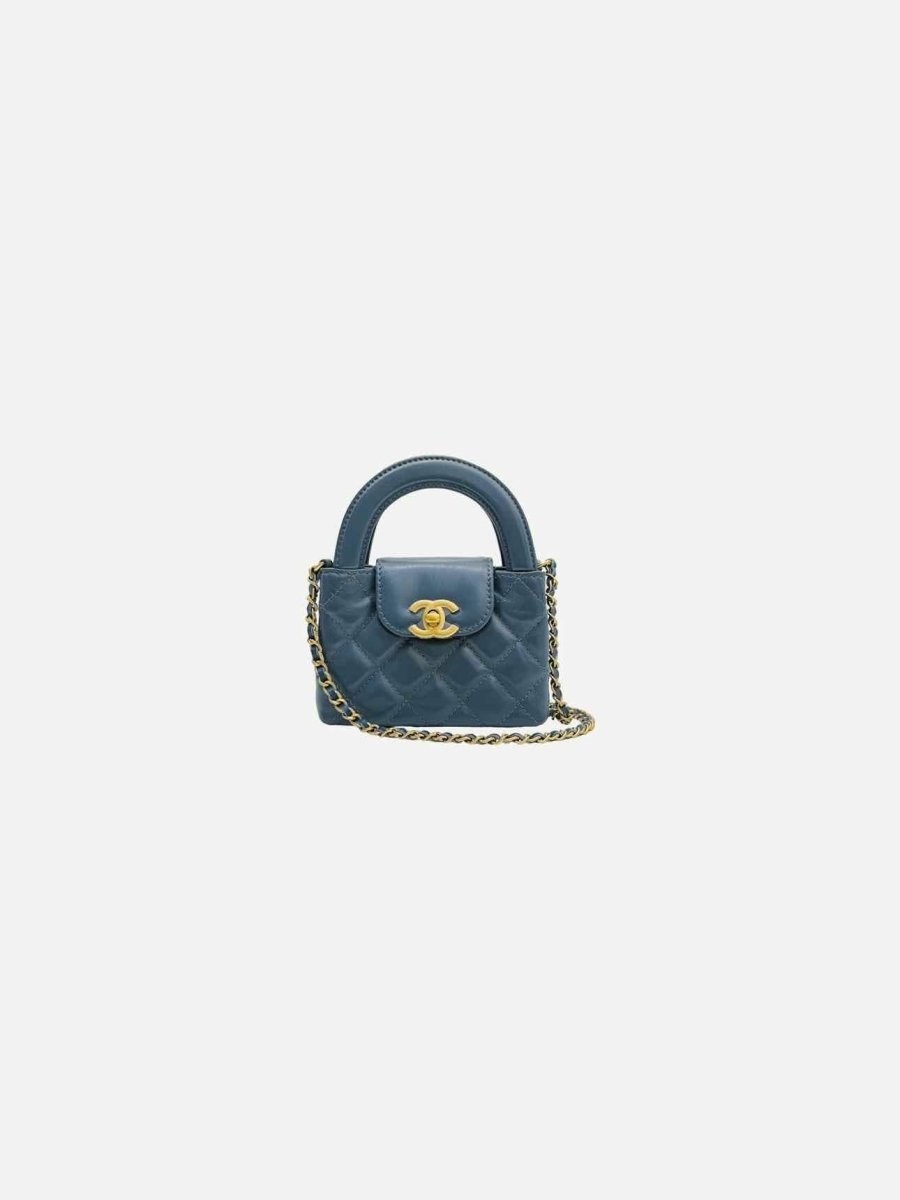 Pre - loved CHANEL 2023 Blue Quilted Top Handle at Reems Closet
