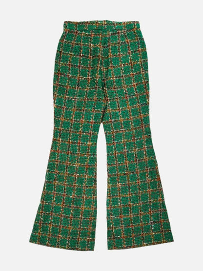 Pre - loved CHANEL 2023 Green Multicolor Plaid Pants at Reems Closet