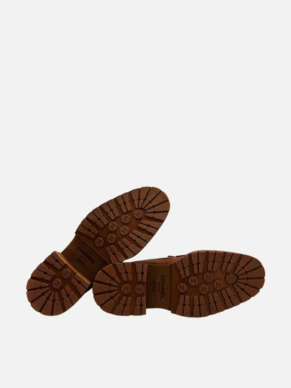 Pre - loved CHANEL 2023/2024 Brown Quilted Moccasins at Reems Closet