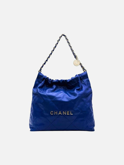 Pre-loved CHANEL 22 Blue Quilted Shoulder Bag at Reems Closet