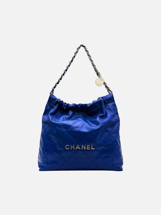 Pre-loved CHANEL 22 Blue Quilted Shoulder Bag at Reems Closet