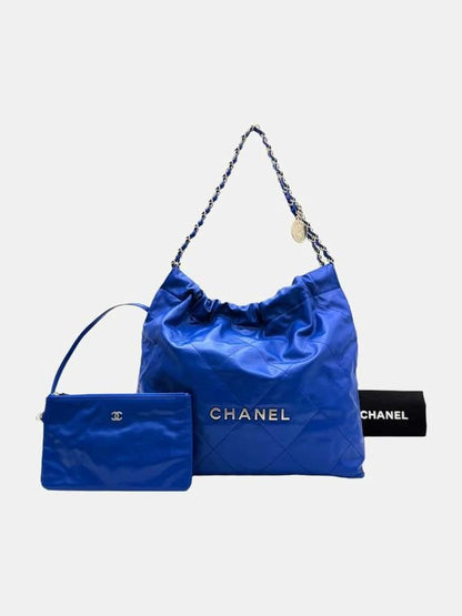 Pre-loved CHANEL 22 Blue Quilted Shoulder Bag at Reems Closet