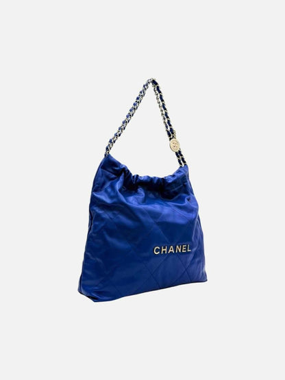 Pre-loved CHANEL 22 Blue Quilted Shoulder Bag at Reems Closet