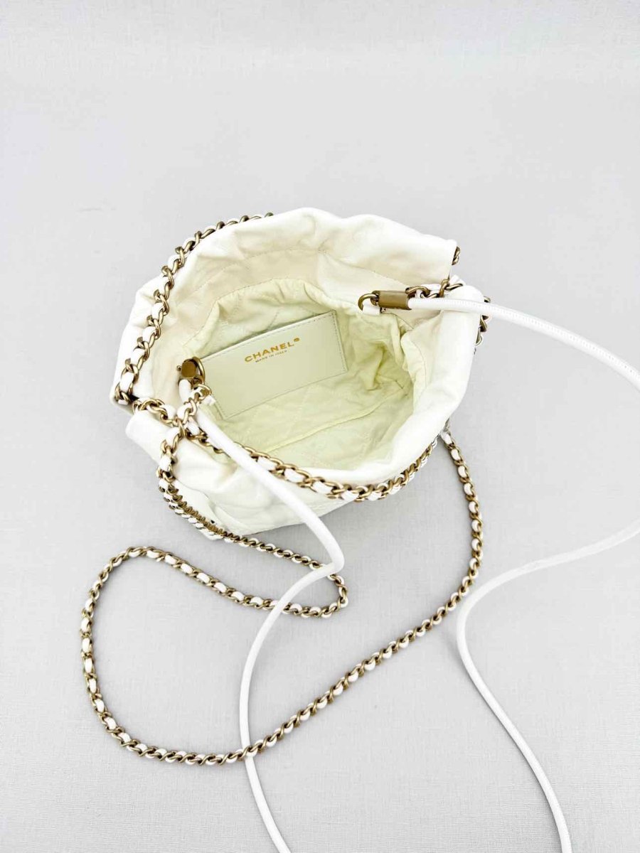 Pre - loved CHANEL 22 Chain White Crossbody at Reems Closet