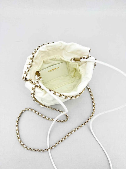 Pre - loved CHANEL 22 Chain White Crossbody at Reems Closet