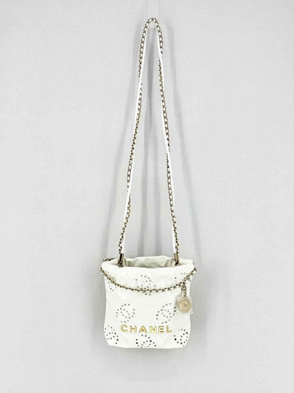 Pre - loved CHANEL 22 Chain White Crossbody at Reems Closet
