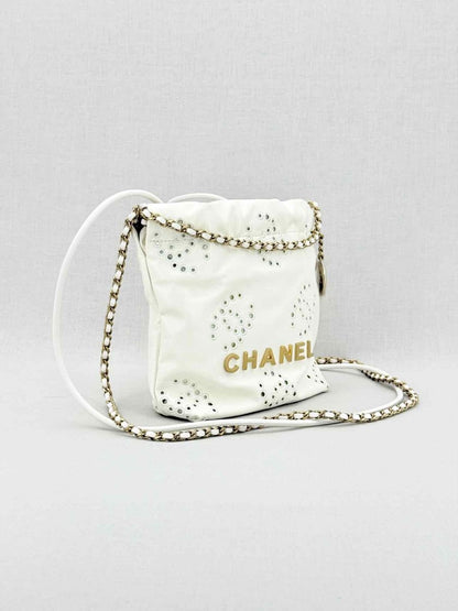 Pre - loved CHANEL 22 Chain White Crossbody at Reems Closet
